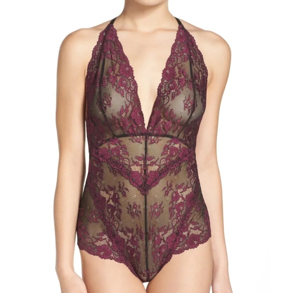Free People Too Cute To Handle Lacy Mesh Bodysuit